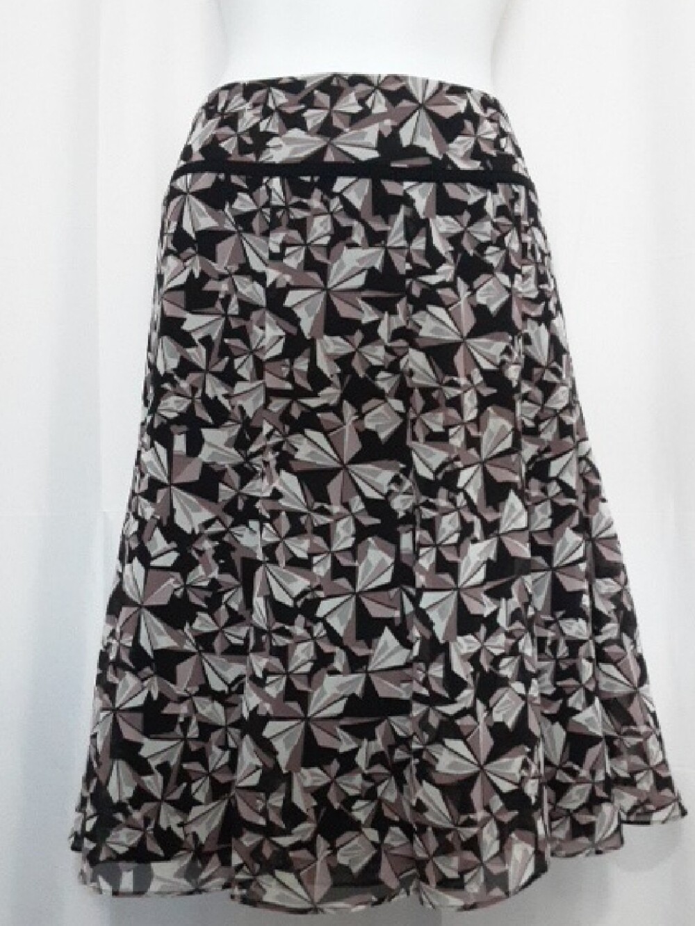 Axcess Black and Taupe Geometric A-Line Skirt